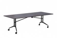 Rapid Edge Folding Boardroom Table. 18mm Top. Rubber Edging. Black And Chrome Frame. Locking Castors. 2400 X 1000 X 743 H